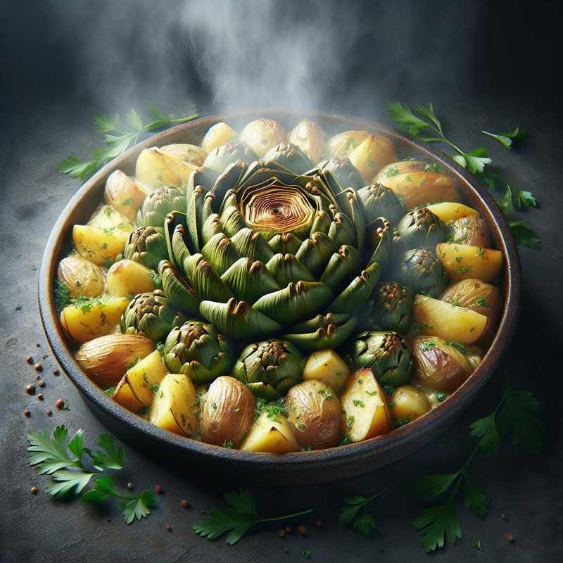 Baked Artichokes and Potatoes