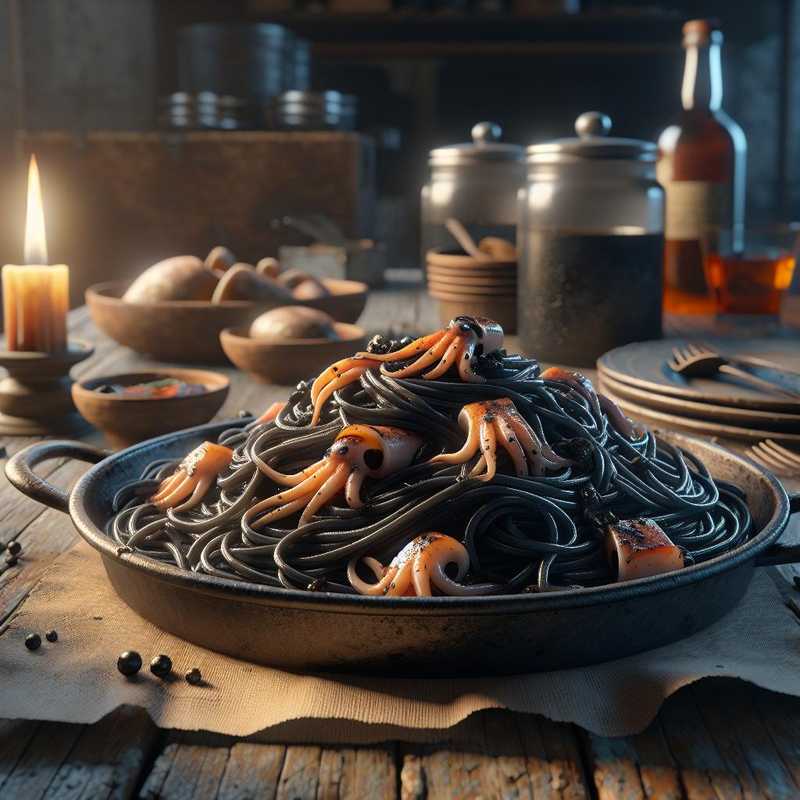 Spaghetti with squid ink