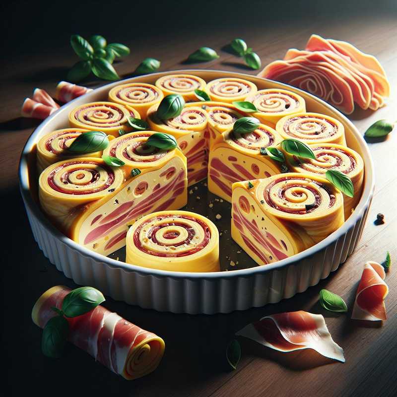 Rotolo di frittata con prosciutto e scamorza