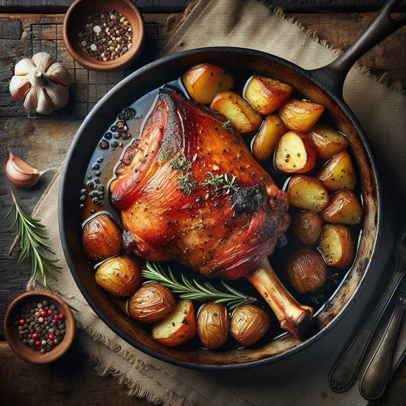 Coscio di maialino al forno con le patate