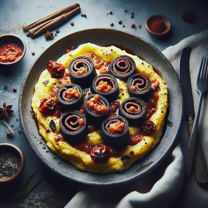 Polenta taragna con involtini in salsa