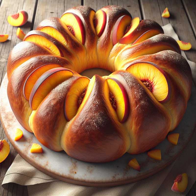 Ciambella di pan brioche alle pesche