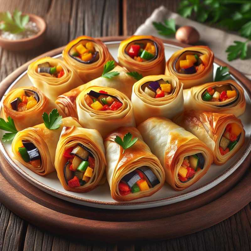 Involtini di pasta fillo vegetariani