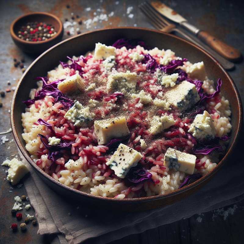 Risotto con cavolo rosso e gorgonzola