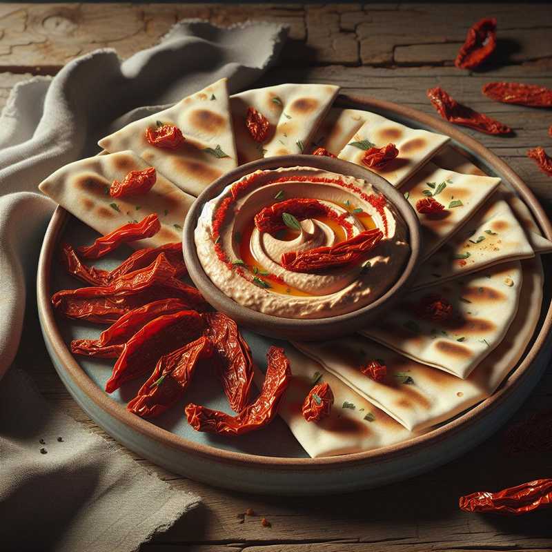 Pita con hummus di pomodori secchi