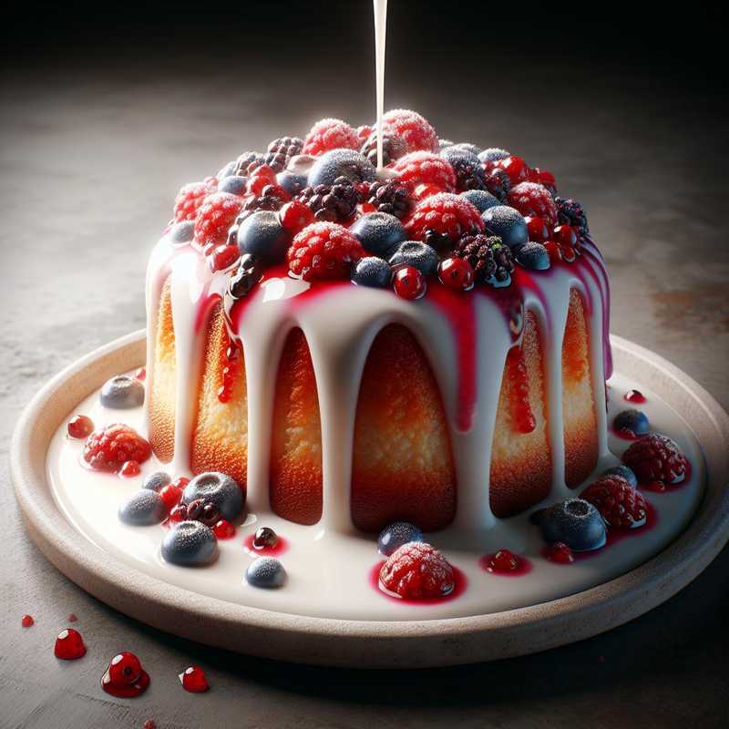 Yogurt cake with berry sauce