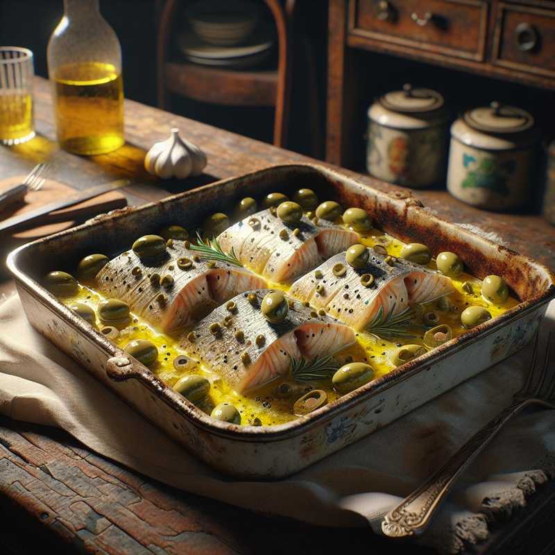 Baked Pangasius Fillets with Olives and Capers