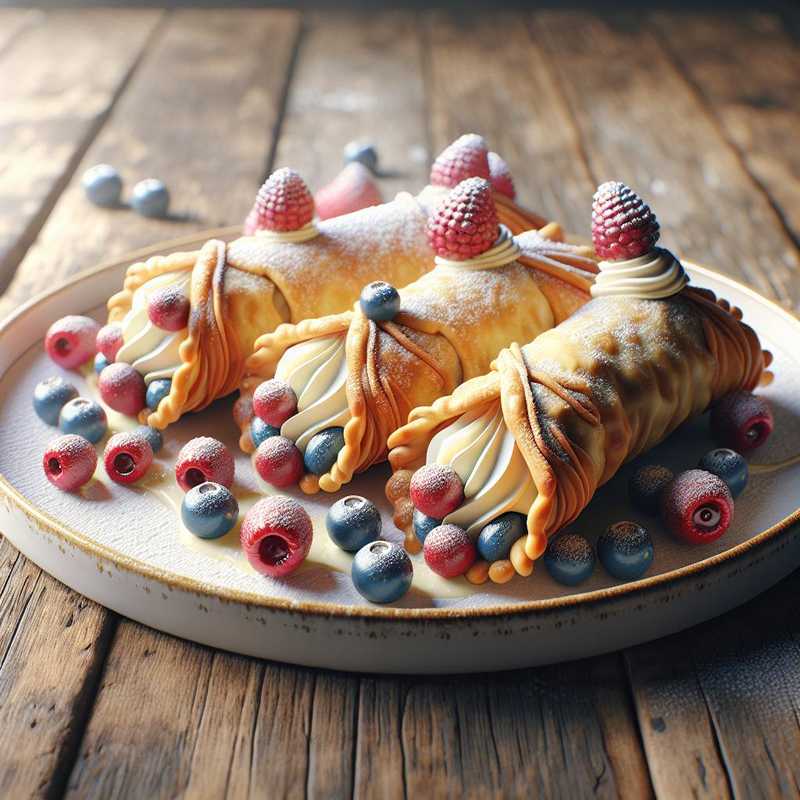 Cannoli di pasta fillo con meringa ai frutti rossi