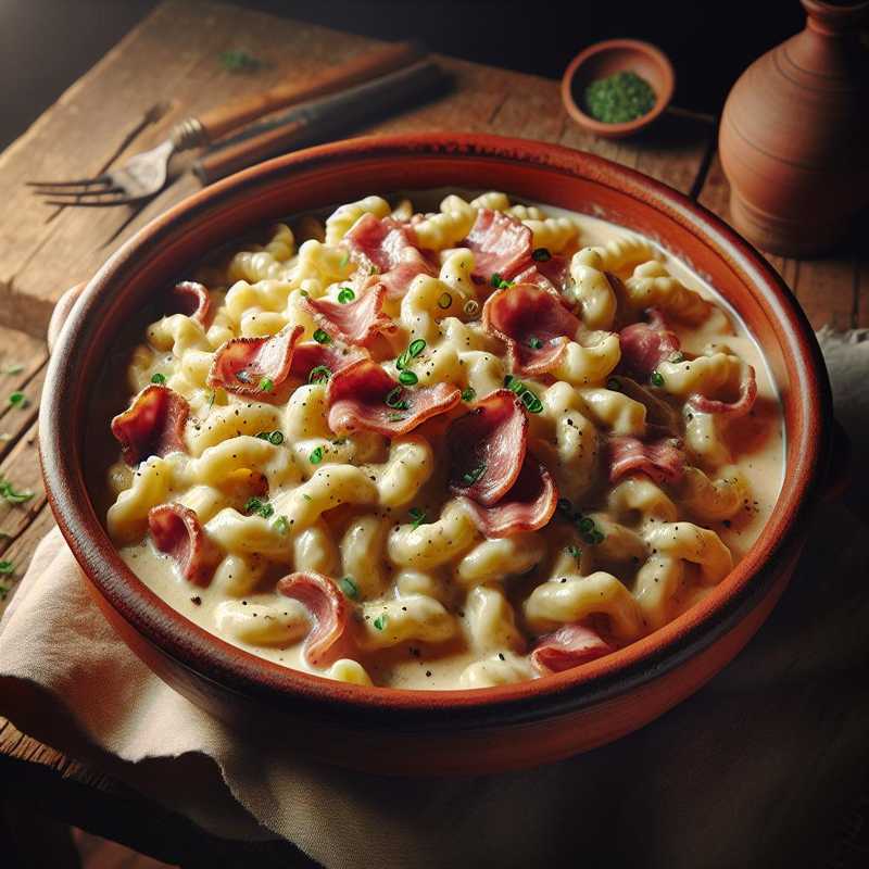 Spatzle with cream and speck