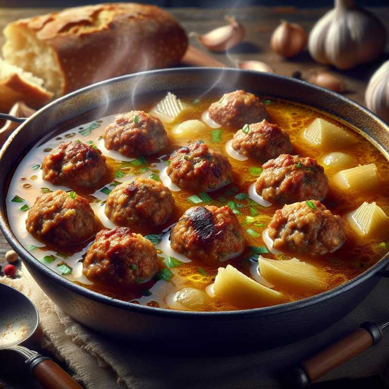 Zuppa con polpette di maiale e zenzero