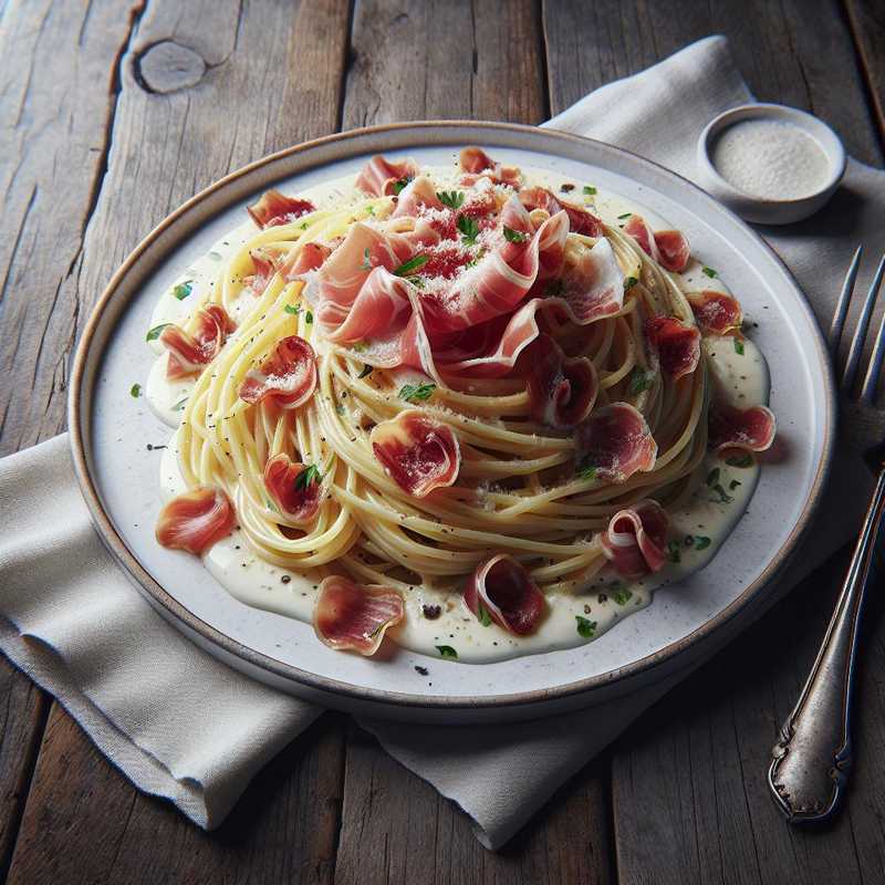 Spaghetti with Cream and Ham