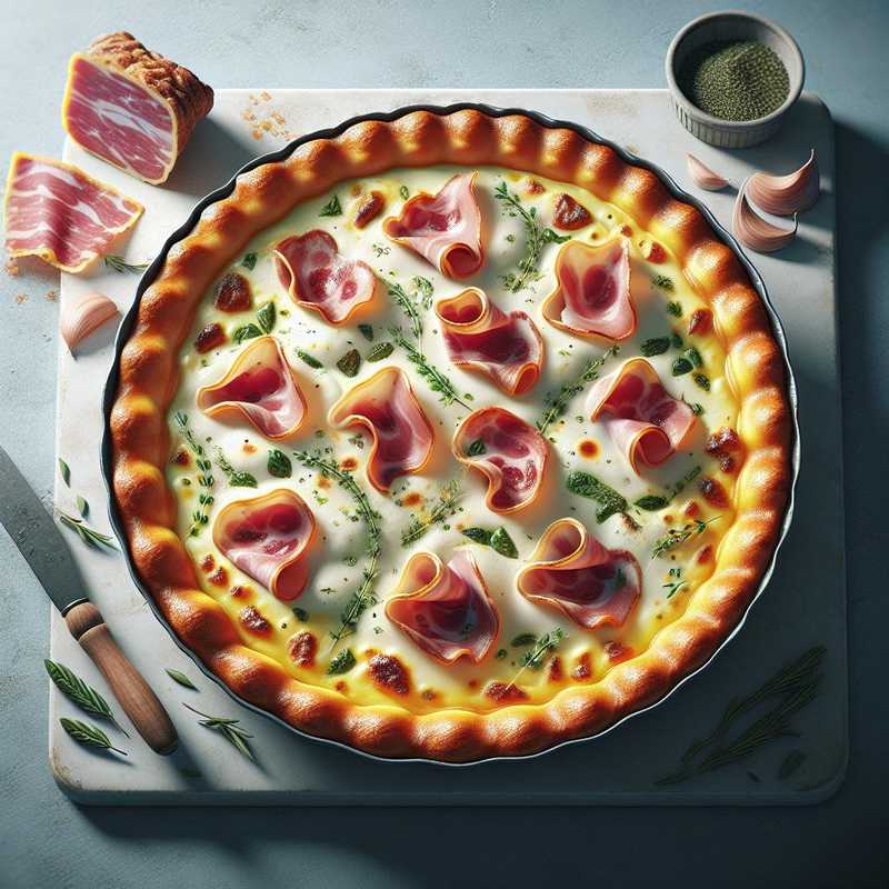 Wild Herb Flan with Four Cheeses and Speck