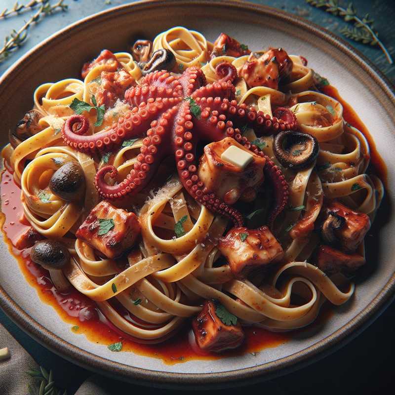 Fettuccine al sugo di polpo e porcini