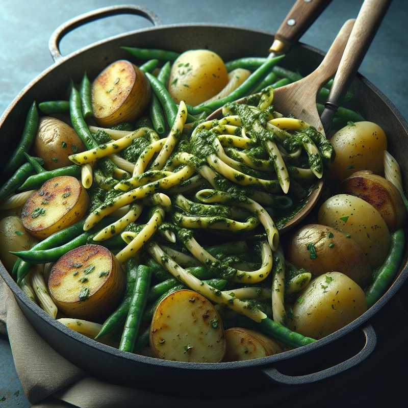 Trenette with Pesto, Potatoes, and Green Beans