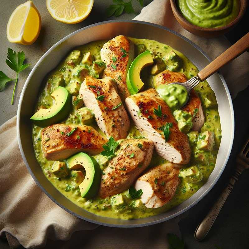 Petto di pollo con crema di avocado