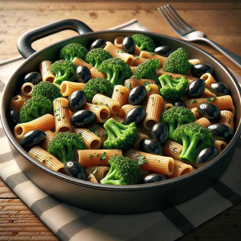 Rigatoni broccoli e olive nere