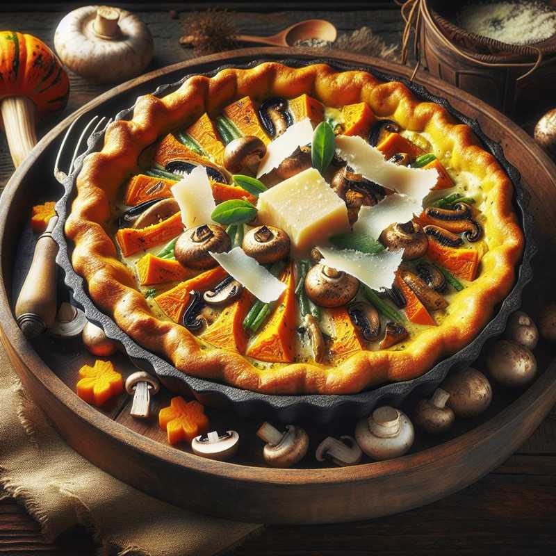 Torta salata zucca, funghi e parmigiano