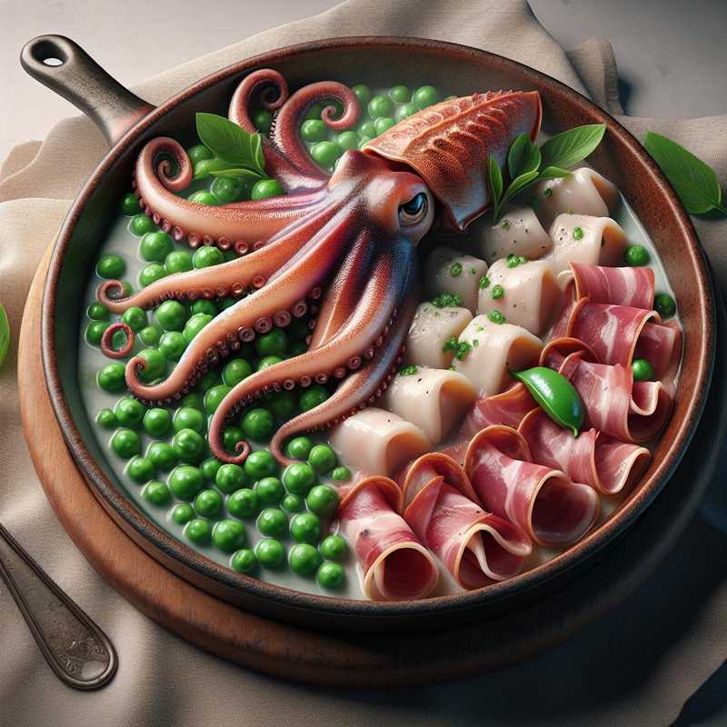 Cuttlefish with peas and bacon