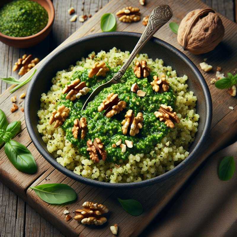 Bulgur con pesto di erbe fresche e noci