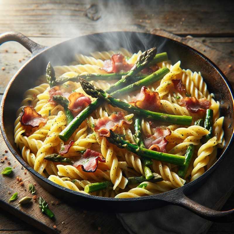 Pasta with asparagus and bacon