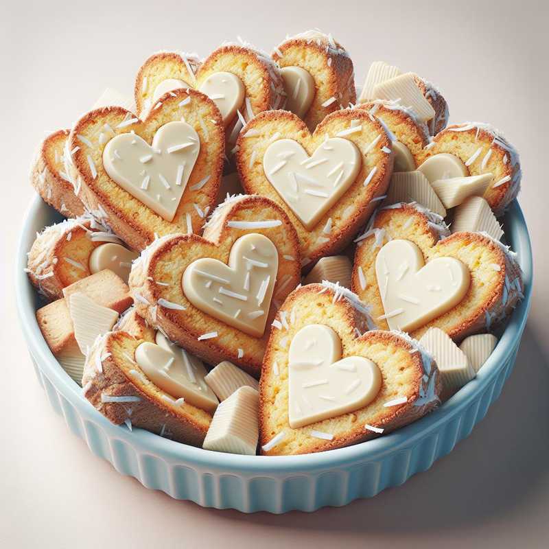 Biscotti al cocco con cuore di cioccolato bianco