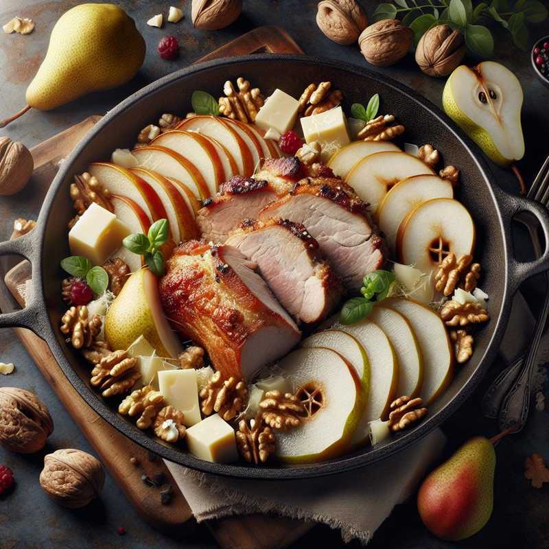 Pork Loin with Pears, Walnuts, and Pecorino Cheese