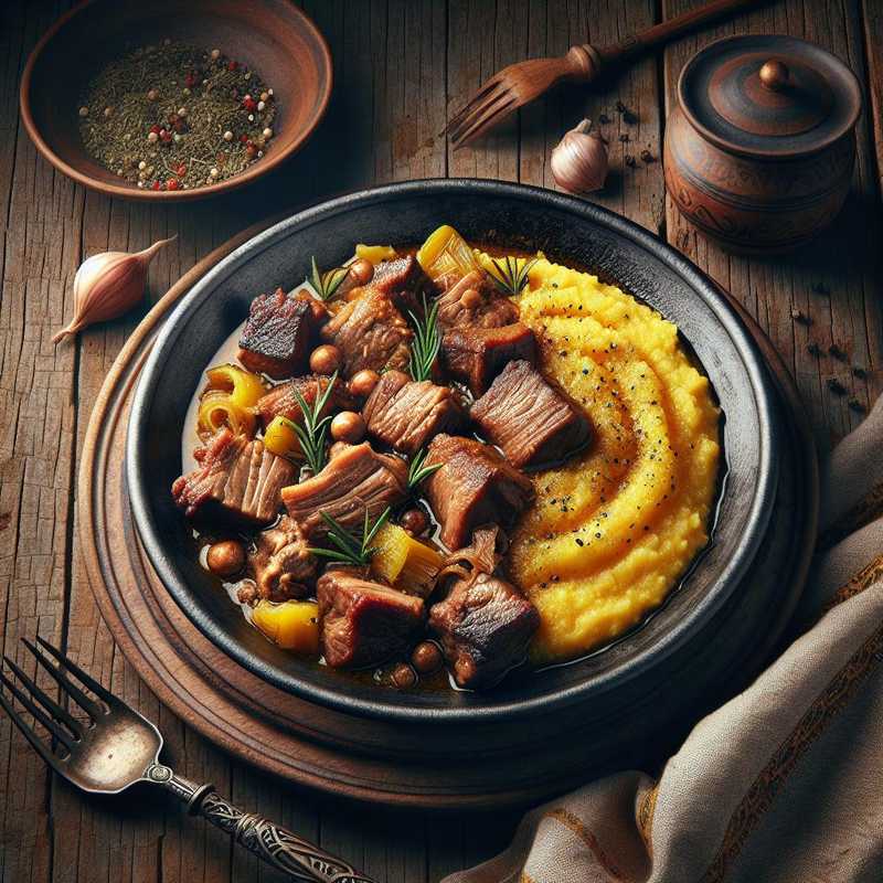 Wild Boar Stew with Taragna Polenta