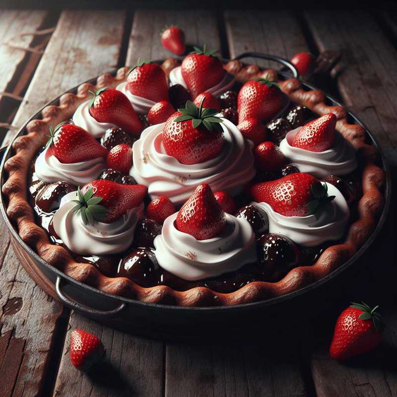 Crostata al cioccolato con panna e fragole