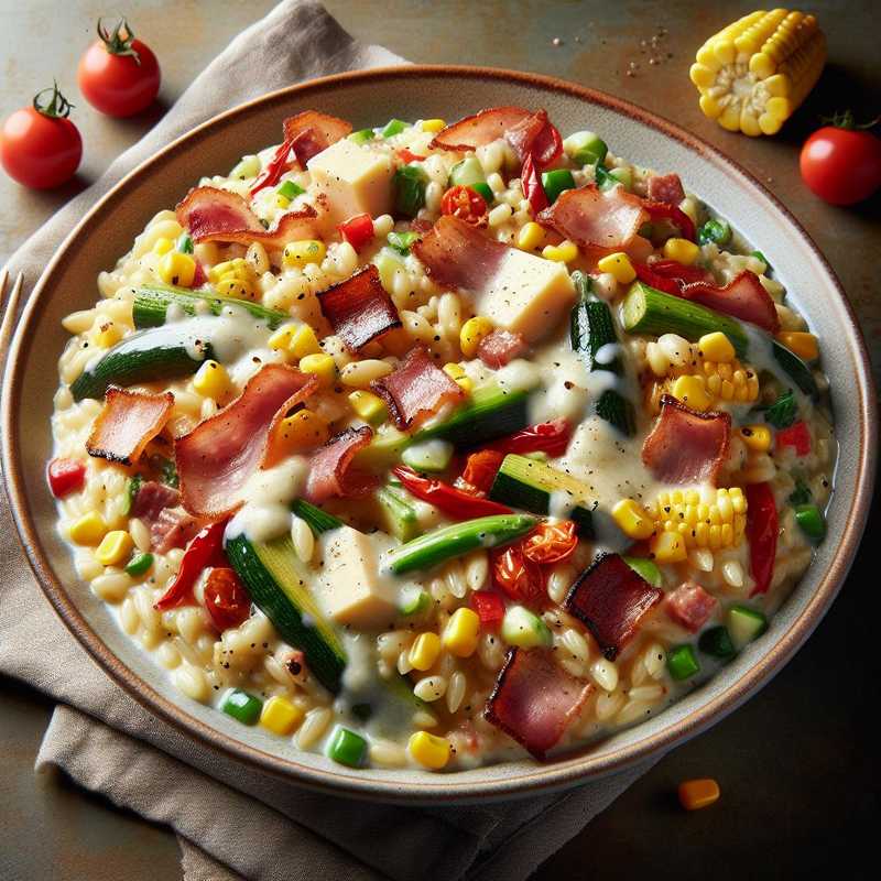 Barley Risotto with Pancetta, Vegetables, and Cheese