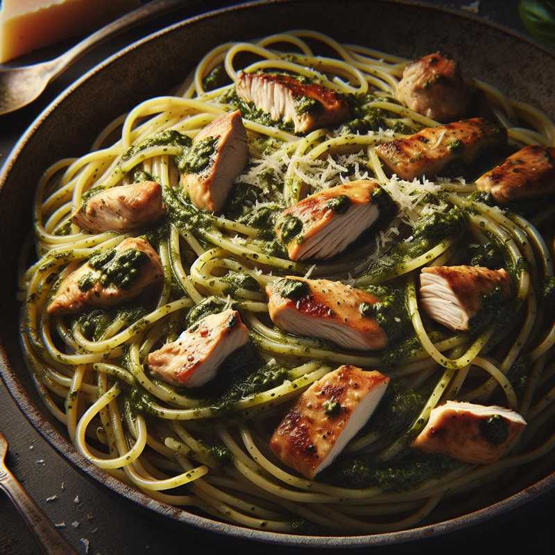 Spaghetti with Chicken and Pesto