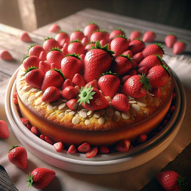 Torta alle mandorle e fragole