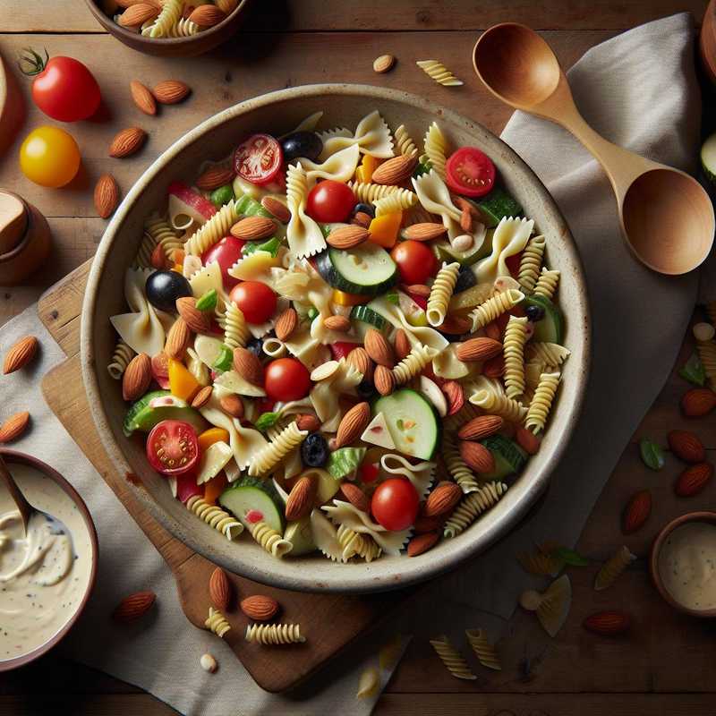 Insalata di pasta alla crema di mandorle