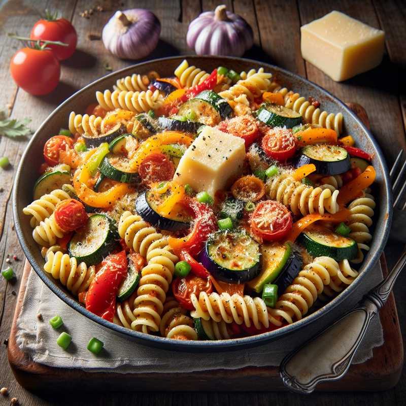 Fusilli all'ortolana e formaggio di fossa