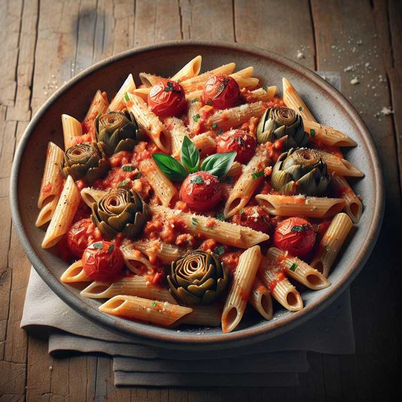 Penne ai carciofi e pomodoro