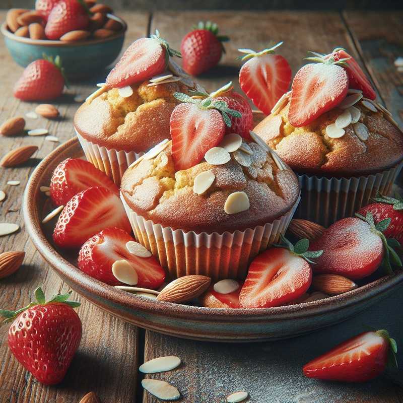 Muffin al farro con fragole e mandorle