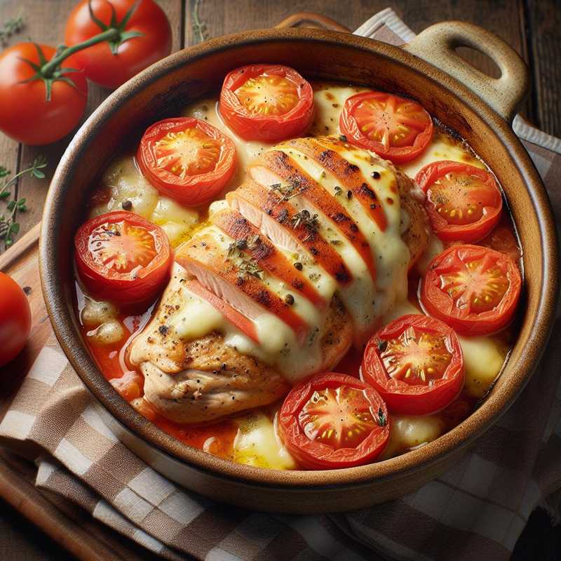 Petto di pollo al forno con pomodoro e formaggio