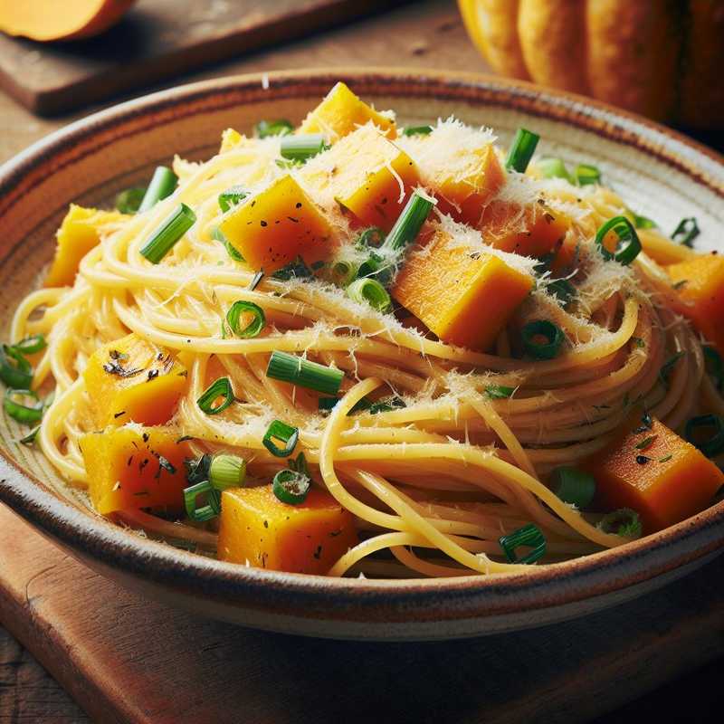 Pasta zucca e olio al cipollotto