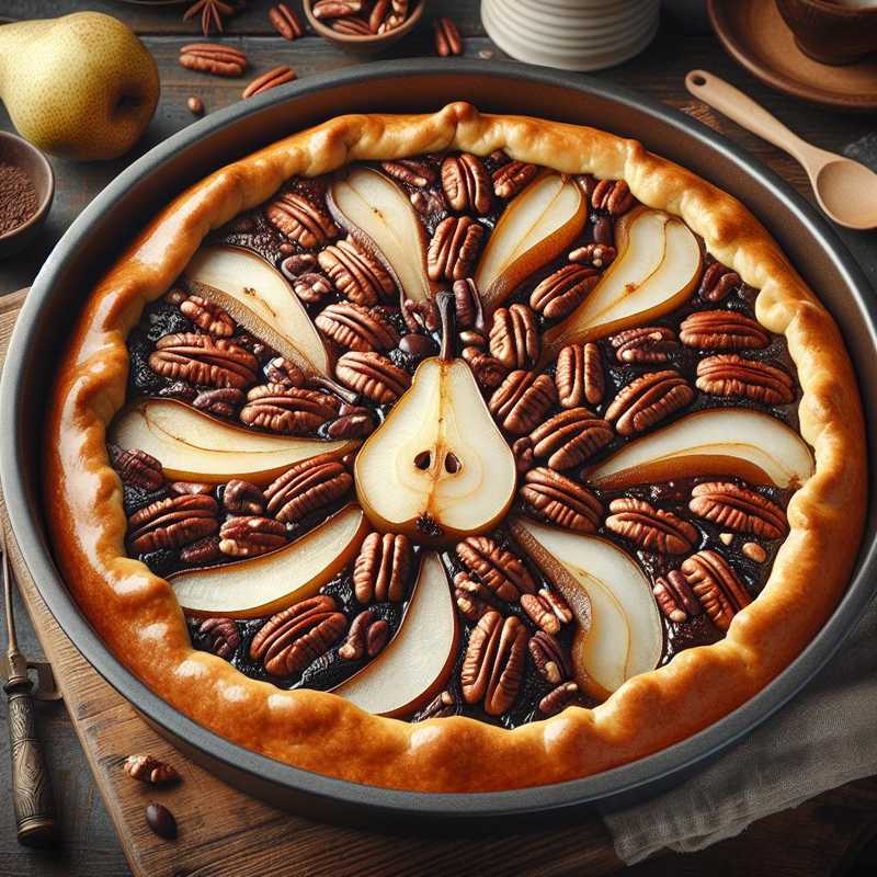 Crostata al cioccolato con pere e noci pecan