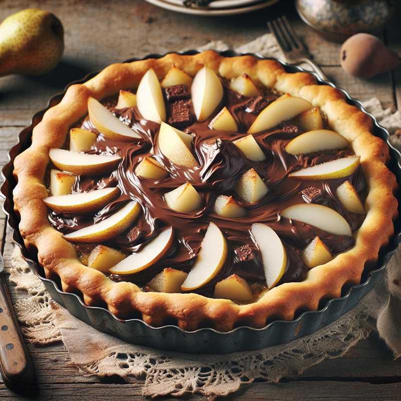 Biscuity Tart with Nocciolata and Pears