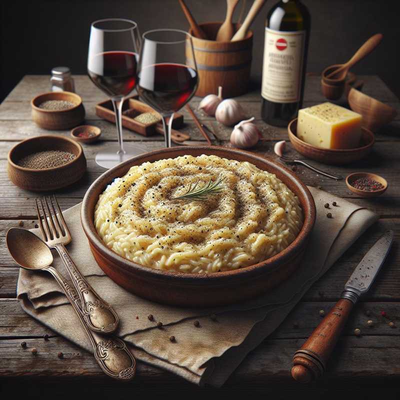 Pan-fried cacio e pepe rice sformato