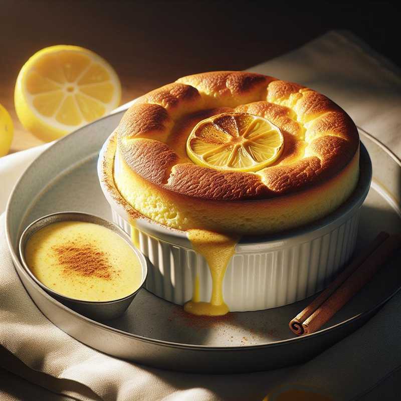 Lemon Ricotta Soufflé with Lemon and Cinnamon Sauce