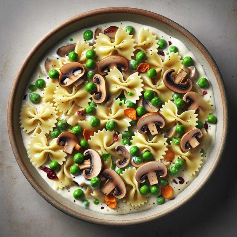 Farfalle con Panna, Funghi e Piselli