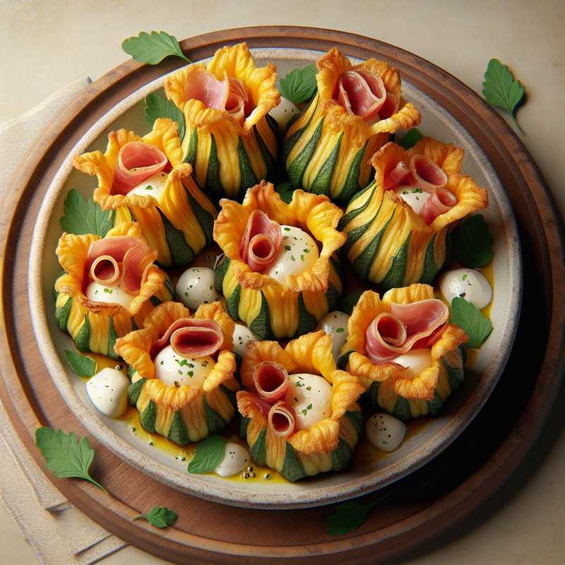 Fiori di zucca ripieni di speck e mozzarella