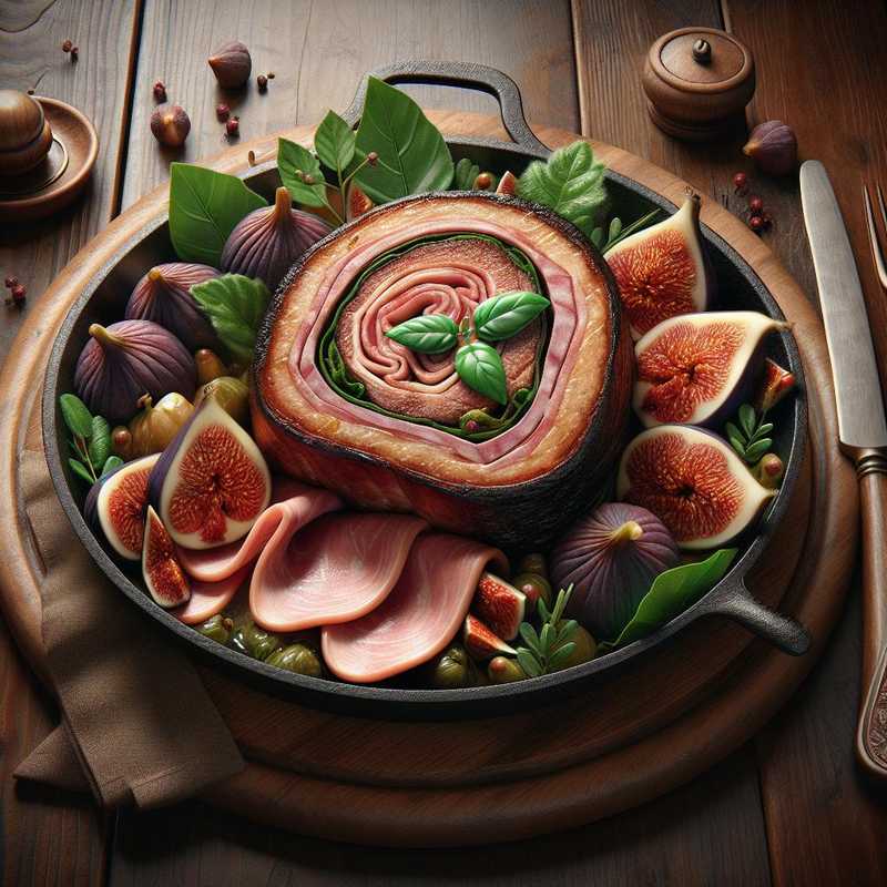 Stuffed roast with figs and raw ham