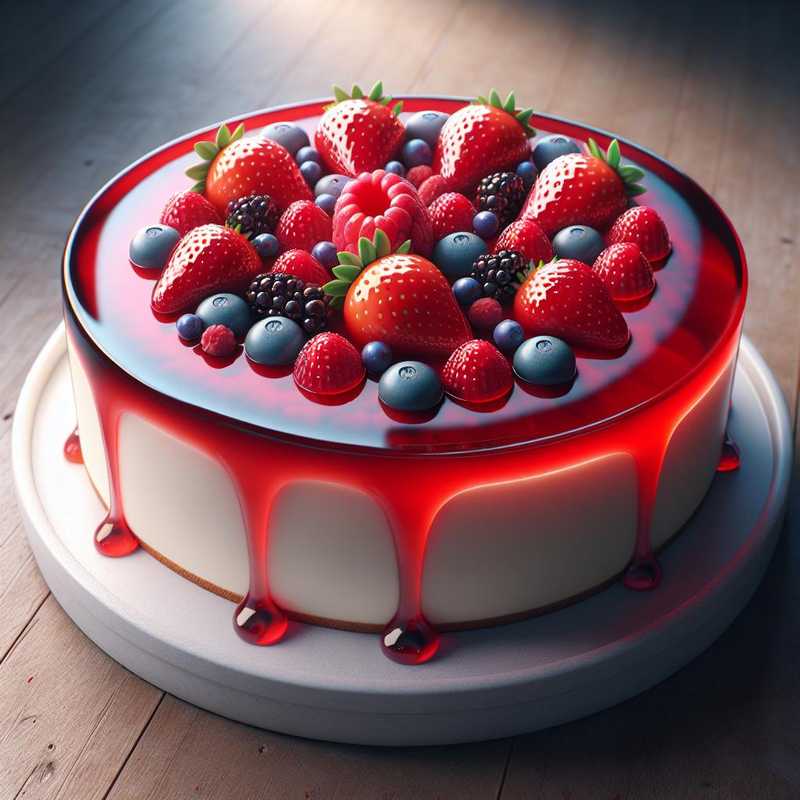 Yogurt Cake with Strawberry Jelly and Mixed Berries