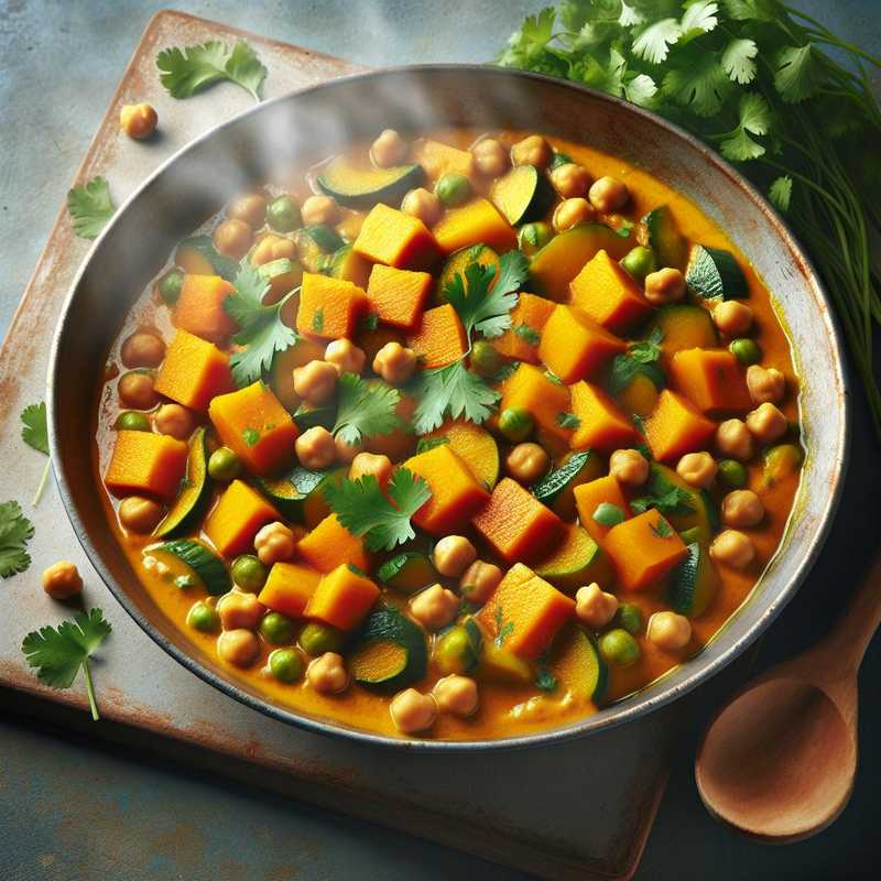 Curry vegetariano con zucca e ceci