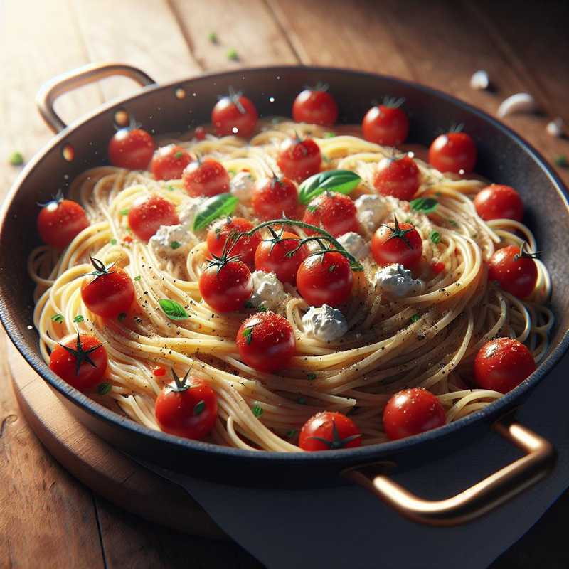 Spaghetti con ricotta e pomodorini