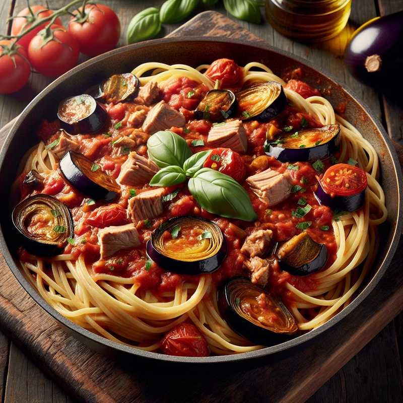 Linguine al sugo di tonno e melanzane