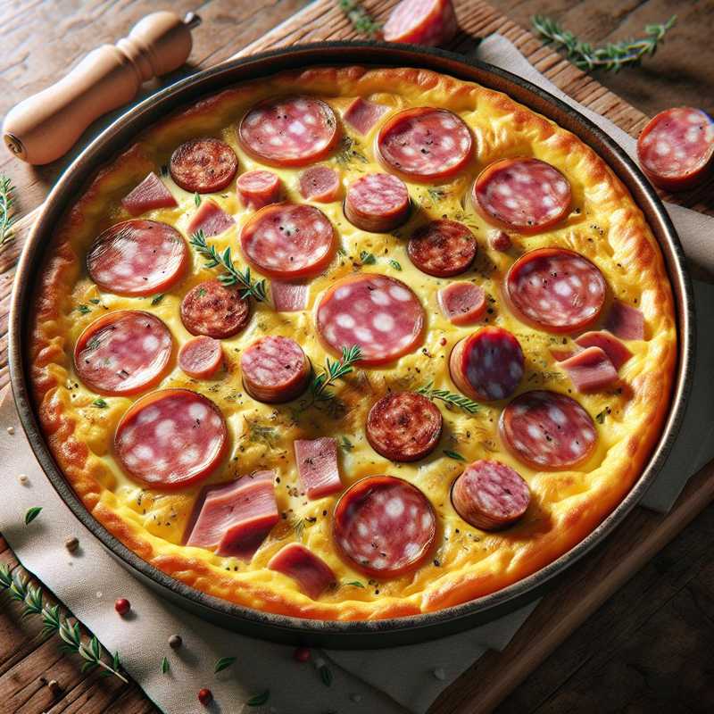 Frittata gustosa con salsiccia e speck