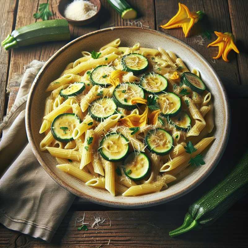 Pennette alla carbonara di zucchine in fiore